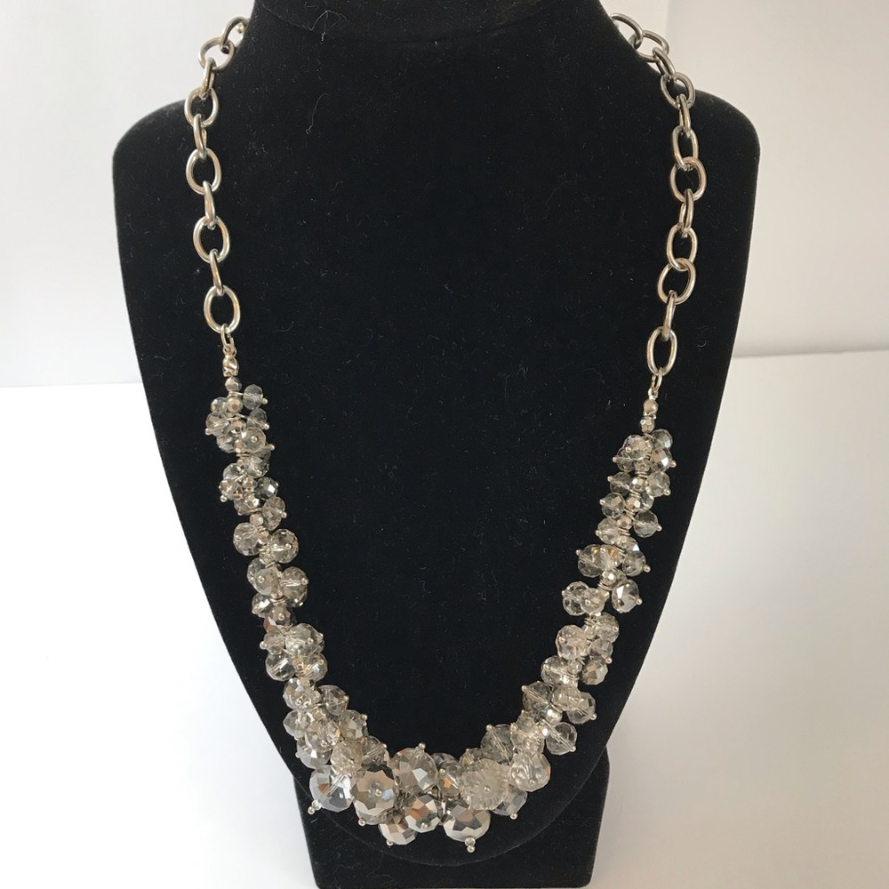Simply Vera Silver Bead/Crystal Statement Necklace